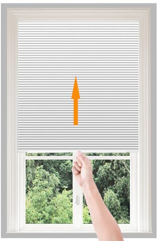 Window Shades Pull Down No Drill Blinds Non-Woven Light Filtering Stick On Cut to Size Self Adhesive Pleated Temporary Blind for Bedroom Kitchen Bathroom Windows Doors
