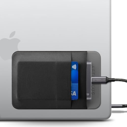 Afterplug Funda Adhesiva de 2 Bolsillos para Disco Duro de Laptop, Bolsa Reutilizable Que se Adhiere para SSD Externo Portátil, HDD, Ratón Delgado y Cables (Pequeño - Cabe SSD)