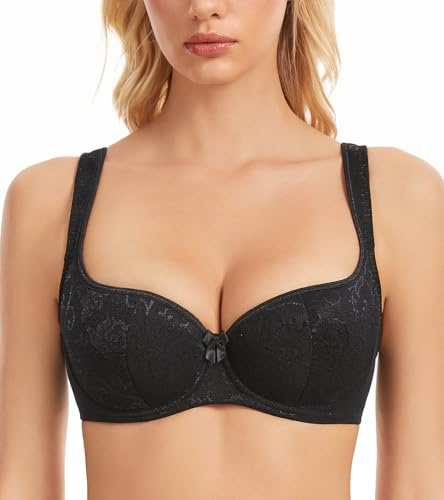 Oscrenia Balconette Bra for Women Underwire Push Up Half Cup Demi Balcony Plunge Bras