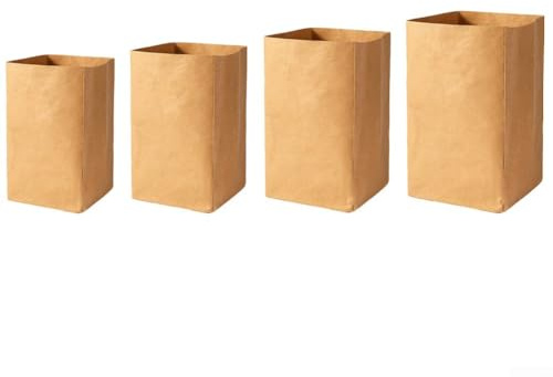 Sacchetti di carta riutilizzabili, 4 pezzi, per conservare prodotti freschi vivi, piante e articoli per la casa, adatti per casa e ufficio (quadrati)