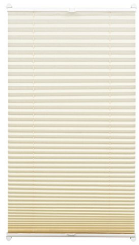 Gardinia Plissee zum Klemmen, Blickdichtes Faltrollo, Alle Montage-Teile inklusive, EASYFIX Plissee verspannt mit Zwei Bedienschienen, Elfenbein, 50 x 130 cm (BxH)