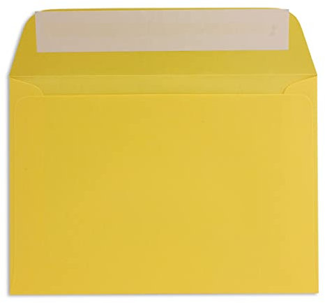 100 DIN C6 Brief-Umschläge Honig-Gelb - 11,4 x 16,2 cm - 90 Gramm Haftklebung Standard Brief-Kuverts für Taufe & Einladungen von Ihrem Glüxx-Agent