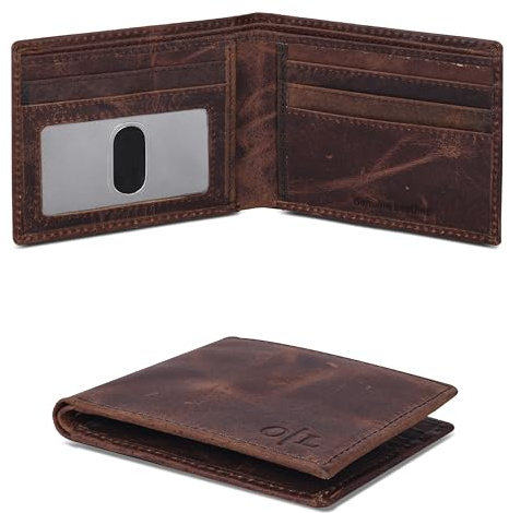 Oak Leathers Brown Leather Mini Wallet for Men | Multiple Credit Cards Slot | Gifts for him | RFID Blocking Technology