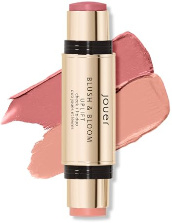 Jouer Blush & Bloom Cheek + Lip Duo - Hydrating Cream Blush Stick for Lip and Cheek Tint - Moisturizing Rose Hip and Squalane Oil Formula, Uplift