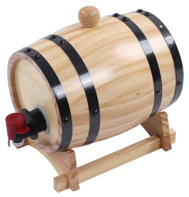 BORDSTRACT Botti da vino in pino, botti per l'invecchiamento, botti da vino con tappo e rubinetto, botti da whisky in legno, per birra, brandy, vodka (5L)