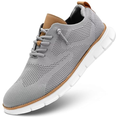 Men's Casual Shoes Fashion Dress Sneakers Mesh Business Oxfords Walking Tennis Work Lightweight Soft Sole Zapatos Grey