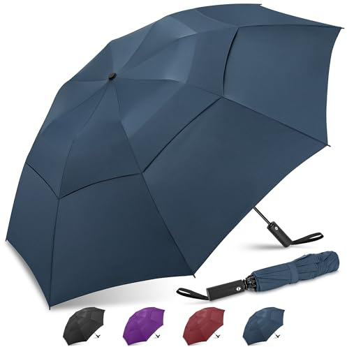 ZOMAKE Golf Umbrella Windproof and Rainproof 54in, Compact Large Umbrella, Big Folding Golfing Brolly Windproof Strong Double Canopy Unbreakable for Men Women (Navy Blue)