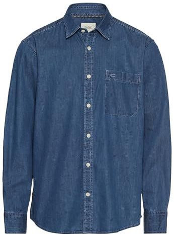 camel active Herren Langarm Hemd mit Allover-Print Blau, menswear-3XL