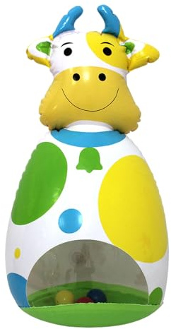 Générique Animaux De La Ferme Gonflables - Figurine Oscillante 3D - Vache Décorative Interractive Bureau Voyage Chambre Anniversaire Fêtes Vacances Garçons Filles