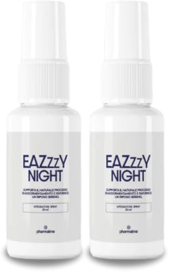 Pharmalma EAZZZYNIGHT 2x Spray, Integratore per Sonno e Rilassamento, con Melatonina 1 mg, Passiflora, Valeriana, Luppolo, Escolzia e Vitamina B6, Spray Orale 30 ml, Made in Italy