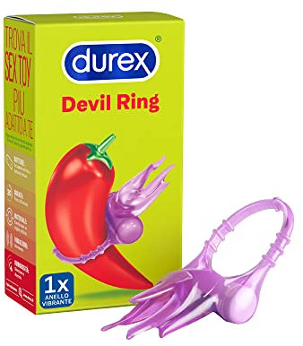 Durex Play Little Devil, Sex Toy di Coppia, Anello Vibrante per Pene e Clitoride in Materiale Elastico, Piccolo e Discreto con Batterie Incluse
