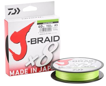 Daiwa J-Braid 8 Braid 0.24mm, 18,0kg/40lbs, 300m Chartreuse, rund geflochtene Angelschnur