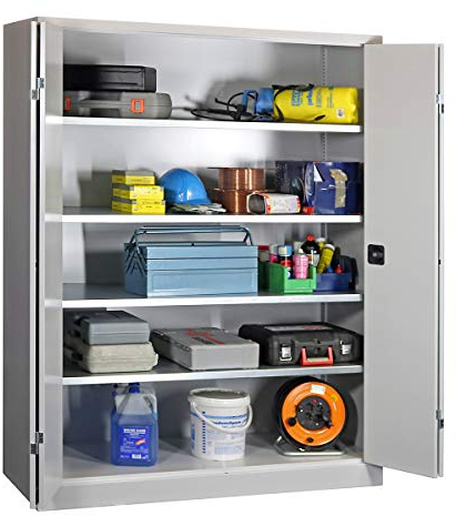 Certeo | Falttürenschrank | Höhe 1950 mm | Breite 1500 mm | Tiefe 400 mm | grau