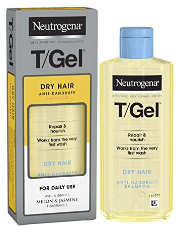 Neutrogena T/Gel Anti Dandruff Shampoo for Dry Hair (1x 250ml), Daily Anti-Dandruff Shampoo with Salicylic Acid to Help Repair Dry Damaged Hair and Fight Dandruff from First Wash