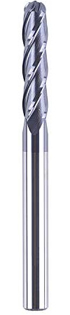 SpeTool 4 Flutes Ball Nose End Mill Solid Carbide CNC Router Bits 1/4 Inch Shank with 3 Inch Long Spiral Milling Tool