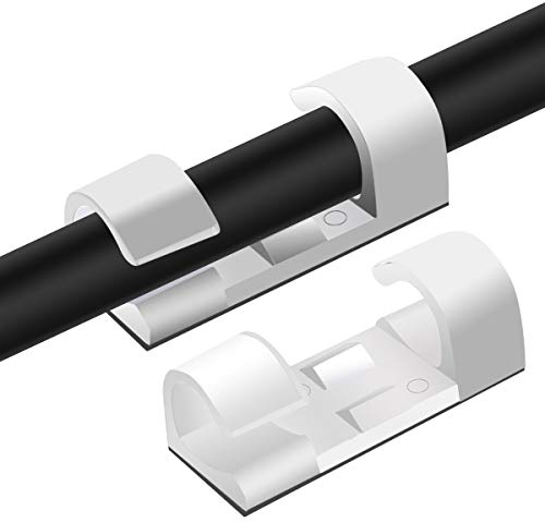 SZXULI 60 Stück Kabelclips, Kabelhalter Selbstklebend mit Starken Pads, Kabelklemmen Kabelmanagement, Kabel Clips Kabelführung Kabel Organizer, für Management Diverse Kabel, Weiß