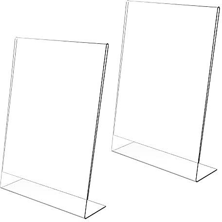 2 Pezzi Espositore Plexiglass A5, L Forma Porta Cartelli in Acrilico, Porta Menu da Tavolo, Porta Fogli Cornice Plexiglass Trasparente, per Foto, Caffè, Ristoranti, Negozi, Hotel, Uffici, Mostre