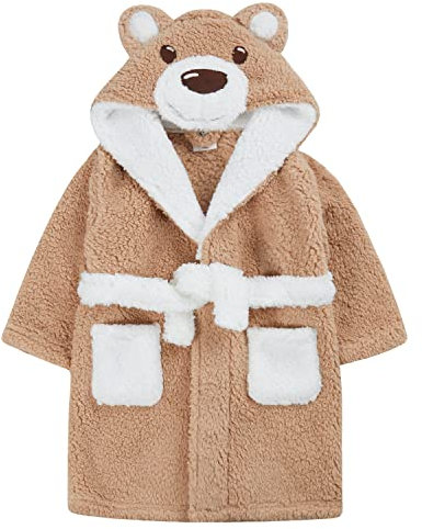 Metzuyan Kids Infant Boys Teddy Bear Novelty Dressing Gown Snuggle Fleece Brown 2-3 Years