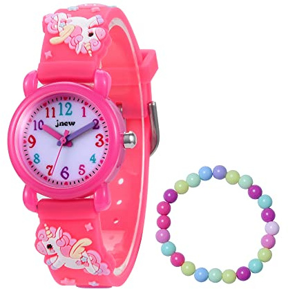 MUXIJIA Orologio Bambina, 3ATM/30M Impermeabile Quarzo Orologio da Polso con 3D Cartone Animato Cinturino in Silicone Orologio per Ragazze da 3-10 Anni (Rosso)
