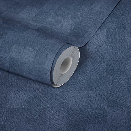 Livingwalls Vliestapete Dunkelblau Einfarbig Geometrisch 382005 Wohnzimmer Tapete Blau Matt 10,05x0,53m Made in Germany