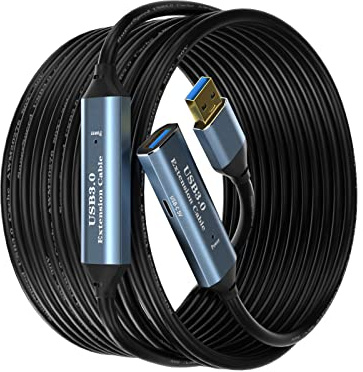 SSS·GRGB USB 3.0 Extension Cable 25M Type A Male to Female Active Extender Cord with 4 Extension Chipsets Signal Booster and 1 USB-C Charging Port, for Webcam, PlayStation, Printer, Camera