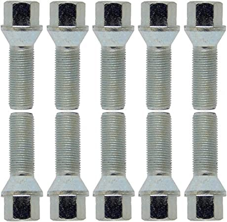 Lot de 10 boulons de roue coniques argentés M12 x 1,5 24 mm