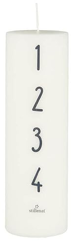 Ib Laursen Adventskerze 1-4 Advent weiß mit anthrazitfarbenen Zahlen 20cm Stillenat