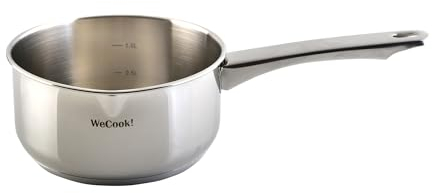 Wecook! Casseruola per induzione in acciaio inox 18/10 - Eleganza e Precisione in Cucina con Scala Graduata. Adatta a Induzione, Ø 16 cm, 1,5 litri di Capacità.