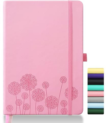 Mlife Notebook Journal for Women,A5 Hardcover Leather Journaling Notebooks for Work,200 Pages Travel Journal for Women Men with Pen Holder and Ribbon,5.78×8.34(Pink)