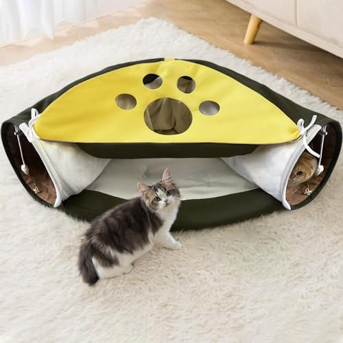 VERCART Katzentunnelbett Katzentunnel XXL Spieltunnel katzenspielzeug Tunnel Katzenbett Katzen Spielzeug Kitten Krabbeltunnel Intelligenzspielzeug für Katzen Katzenmöbel Kaninchentunnel