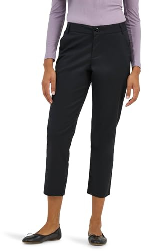 Lee Women's Wrinkle Free 23 Capri Pant, Union-All Black, 14