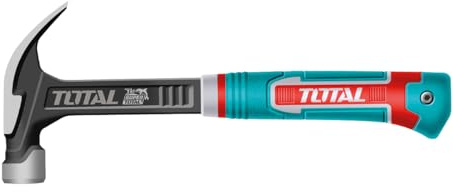 TOTAL - Martello da Carpentiere Magnetico Forgiato - 450 g – Ideale per falegnameria ed ebanisteria – Con levachiodi a pala curva – Corpo in acciaio al carbonio forgiato – Funzione magnetica