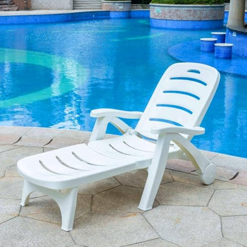 Asiwnshw Terrassen-Loungestühle, klappbarer Chaiselongue-Stuhl für den Außenbereich, verstellbare Chaiselongue mit Rollen, Strandstuhl-Liegestuhl für den Garten am Pool zu Hause