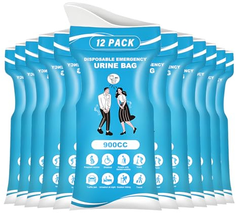 Sahunfri 24 Pack Portable Urine Bags for Men Women, 900ml Wee Bags Emergency Toilet Pee Bags, Camping Toilet Bags for Camping Travel Outdoor (24)