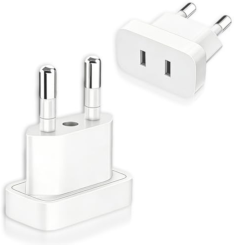 SUNNIFLY 2Pcs Adaptateur Prise USA vers France, Adaptateur Prise Américaine, US vers EU Travel Plug, Allemagne, France, Pays-Bas, Danemark