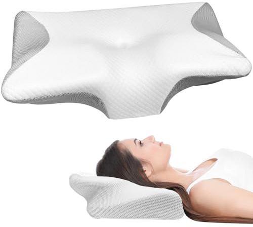 Brysalis 63 x 37 x 12cm Almohada Cervicales y Cuello, Almohadas Cervicales para Dormir, Cojin Cervical, Espuma Suave Collarín para Dormir, Almohada Cervical de Espuma Viscoelastica