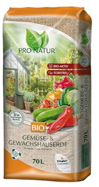 PRO NATUR® Bio Gemüse- und Gewächshauserde – Torffreie Premium Erde mit Mykorrhiza, 70 Liter