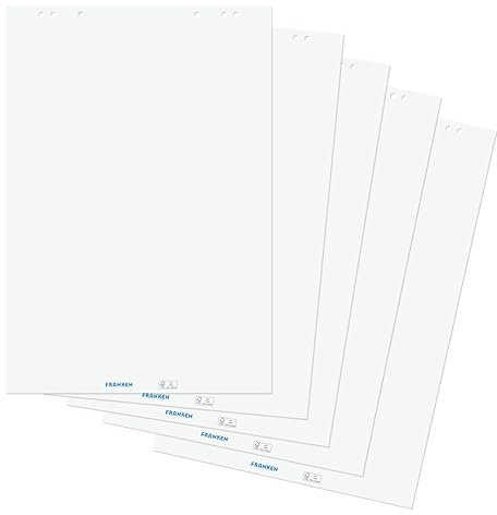 Franken carta F2120 Flipchart, 5 Blocks X 20 fogli Pagine bianche bianco