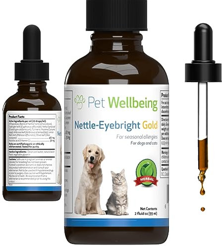 Pet Wellbeing Nettle-Eyebright Gold (Sneeze Ease) for Cats - Occasional Sneezing, Seasonal Allergy Discomfort, Eyebright, Nettles - Veterinarian-Formulated Herbal Supplement 2 oz (59 ml)