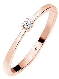 Elli DIAMONDS Ring Women Engagement Solitaire Diamond (0.03 ct.) in 925 Sterling Silver