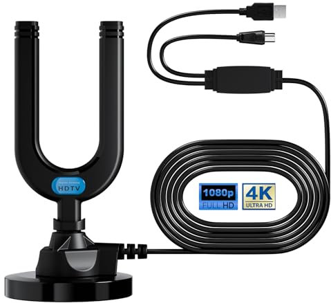 Diswoe TV Aerial, Indoor TV Aerial for Smart TV with Signal Booster High Gain Freeview Outdoor Antenna for 4K 1080P HDTV & VHF UHF DAB Radio with 26Ft Coax Cable