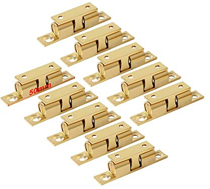 LOOTICH Doble Bola Pestillos de Armario de Latón 50mm Cierres para Puerta de Cocina Casa y Muebles Baño Cerradura de Captura de Puertas (10 Pcs)