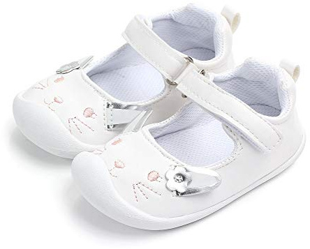 LACOFIA Baby Mädchen Ballerinas Kleinkind Klettverschluss rutschfest Lauflernschuhe Hase Weiß 18