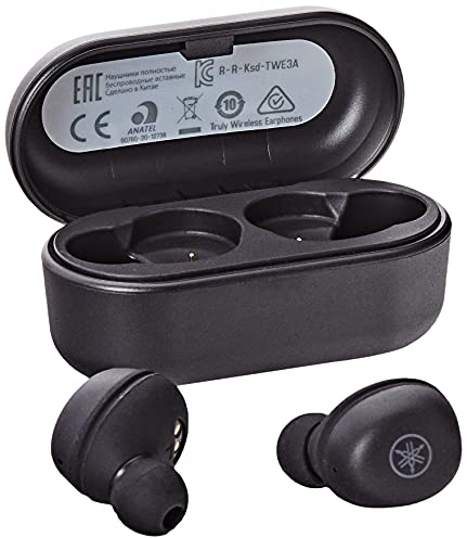 Yamaha TW-E3A Bluetooth Earphones - True wireless earphones, 6 hours playback time on one charge, waterproof (IPX5 certification), with wireless charging case, black