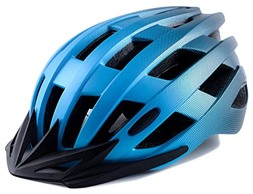 Adult Bike Helmets, Adjustable Mens Womens Bicycle Helmet, Lightweight Road Mountain Cycling Safety Sports Helmets with Detachable Visor Blue