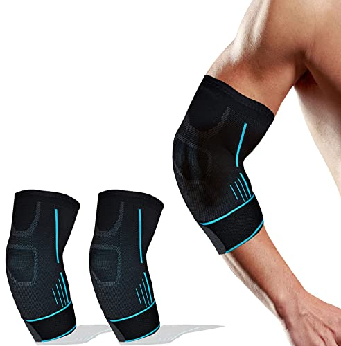 MILAIUN Ellenbogenbandage 2 Stücke, Ellenbogen Bandage Rutschfest mit Gurt, Ellenbogenschoner für Damen Herren, Ellbogenstütze für Tennis, Golf, Kraftsport, Golferarm, Tennisarm (XL)