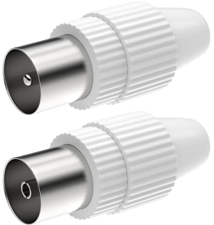 Antennenstecker Set Koaxial Stecker & Koax Buchse / Kupplung für Kabelfensehen IEC TV Stecker männlich & weiblich DVB-C Radio und DVB-T2 TV Antennen für Koax SAT Antennenkabel BK Anlagen 4K UHD