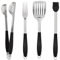 Aktive 63011 - 4-teiliges Grillbesteck-Set, Grillzange, Pfannenwender, Tranchiergabel und Bürste, Grillbesteck-Set, Grillwerkzeuge