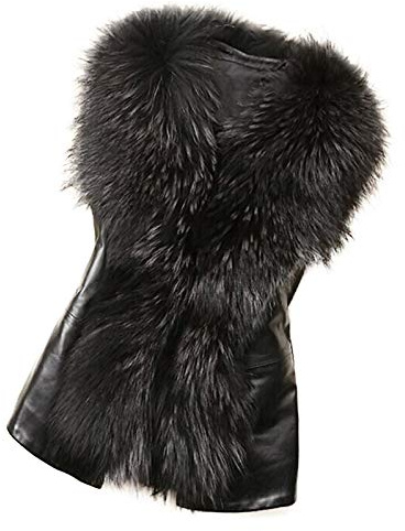 Abrigo de piel sintética corto: chaqueta de cuero con pelo para mujer, abrigo de piel sin mangas, abrigo de piel negro, corto, chaqueta corta, chaqueta de piel sintética, chaqueta de transición,