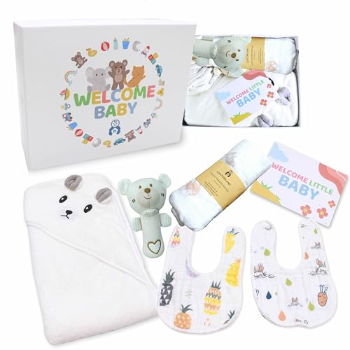 Cantoblanc - Panier Bébé Nouveau-Né. Cadeau Coffret Bébé Mixte Garçon et Fille. Ensemble Cadeau pour Bébé. Boîte Pack de Bienvenue.